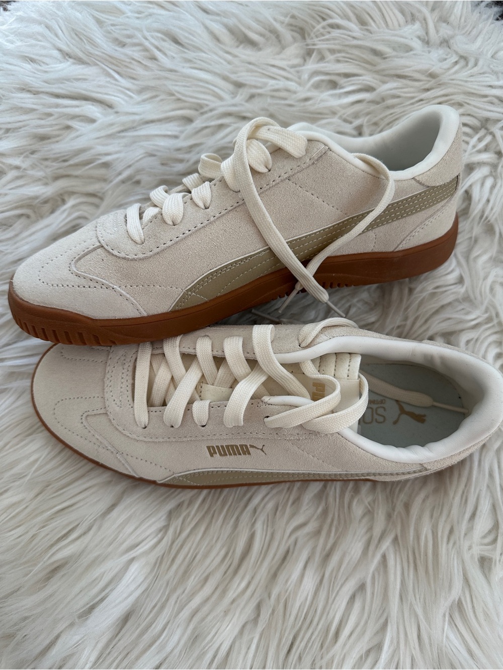 Puma Cream Suede Sneakers with Gum Outsole